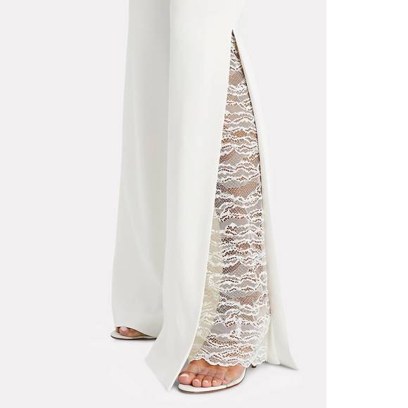 NEW JONATHAN SIMKHAI lace-trimmed wide-leg trousers in ivory - Picture 3 of 3